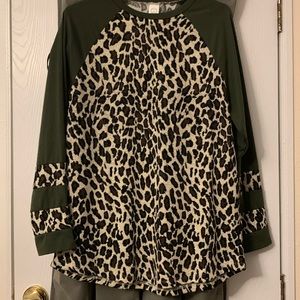 Long sleeve Leopard and Olive top.